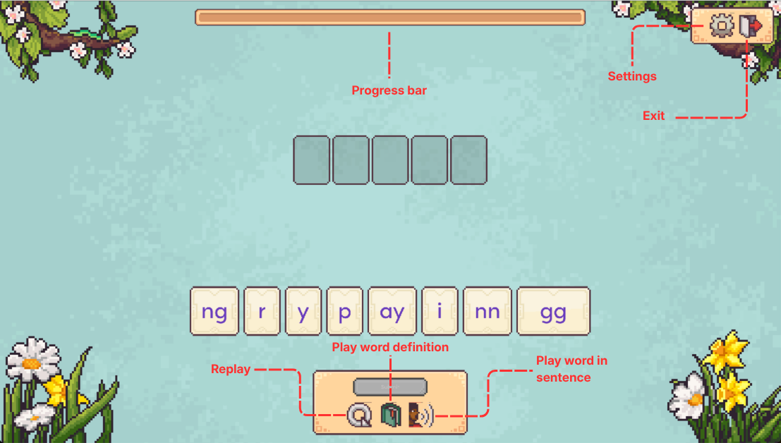 Spellcaster mini-game interface layout